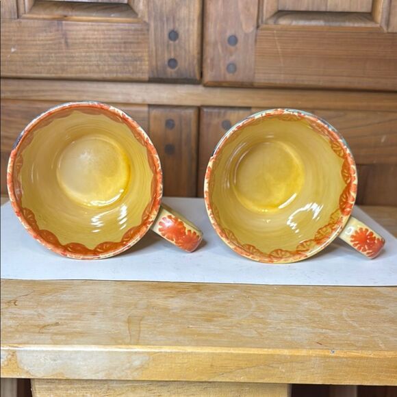 Vintage Italica ARS Handcrafted Strawberry and Floral Pattern Mugs - Set of 2 - Picture 7 of 11